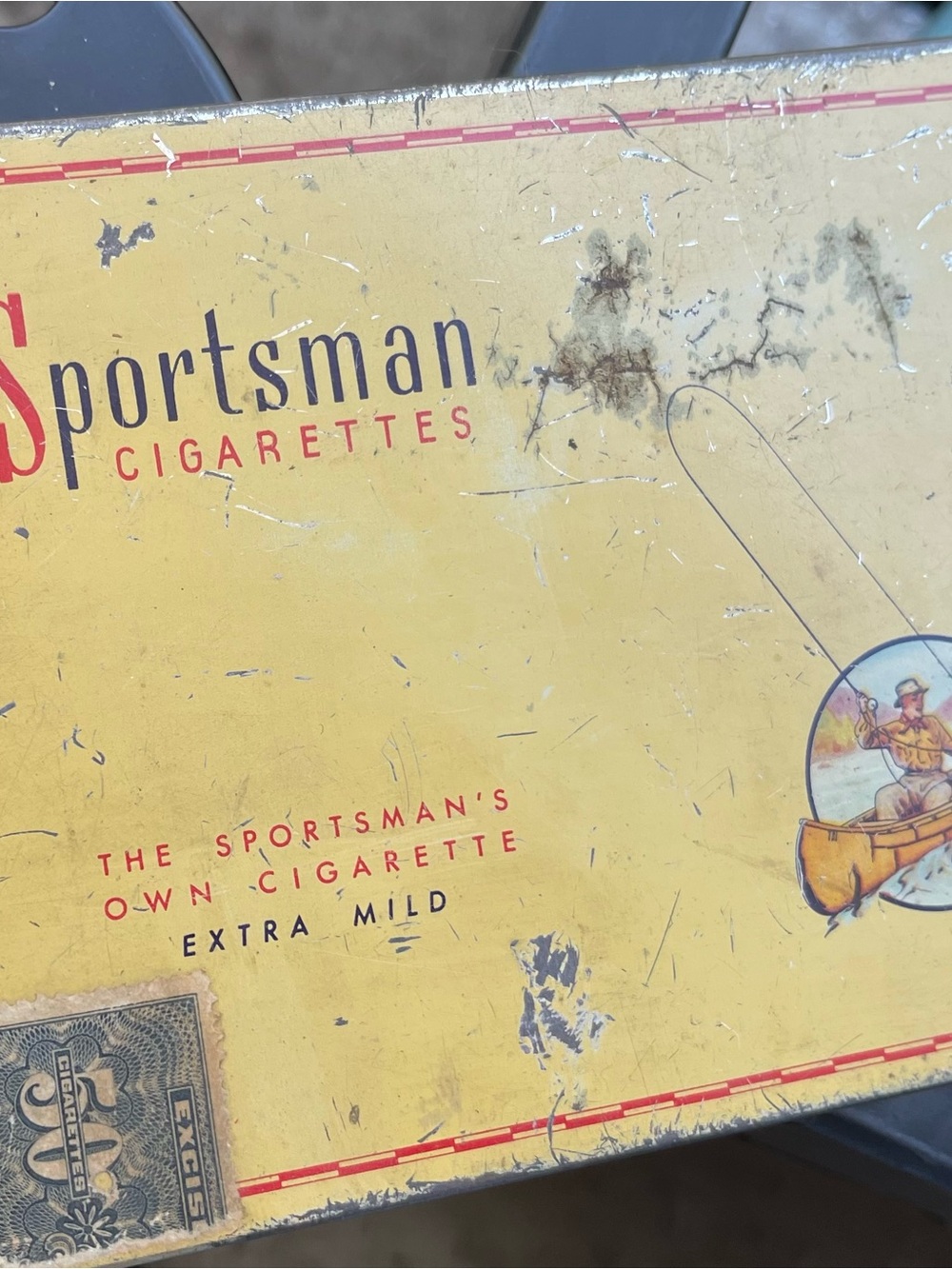 Vintage Sportsman Cigarettes Tin Canadian Fishing Advertising